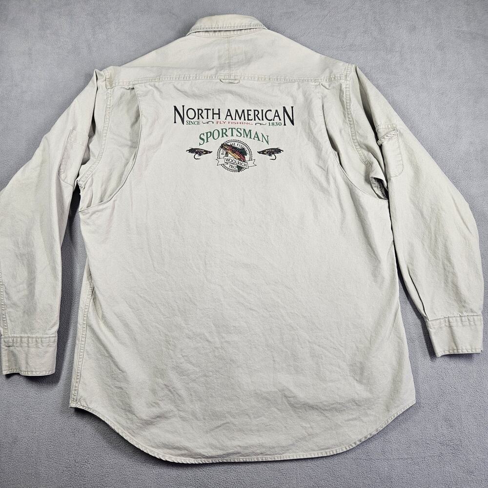 VTG Woolrich Shirt Large Button Down North American Fly Fishing Sportsman Fish